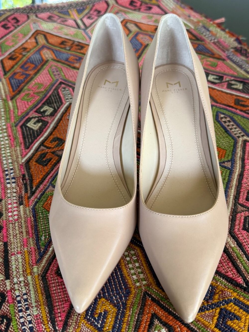 Marc Jacobs Zala Block Heel Pointy Toe Pump, Light Natural, US 8.5 Med